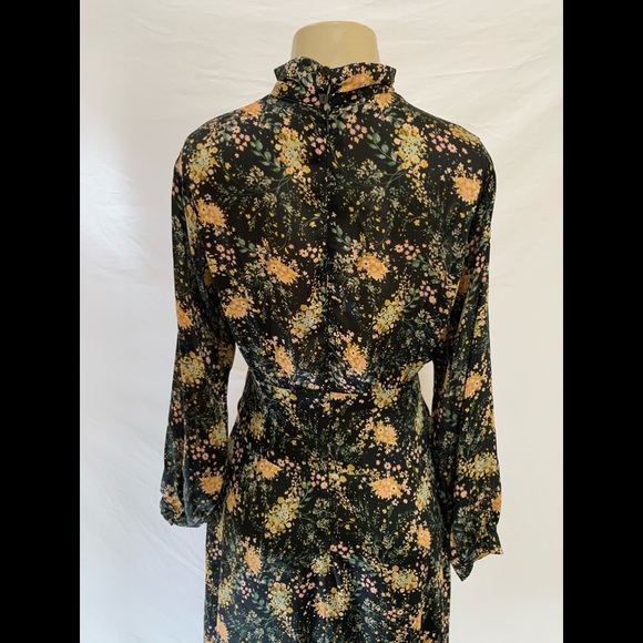 Zara Sz Large Floral Print Long Sleeve Midi Dress - Picture 8 of 12